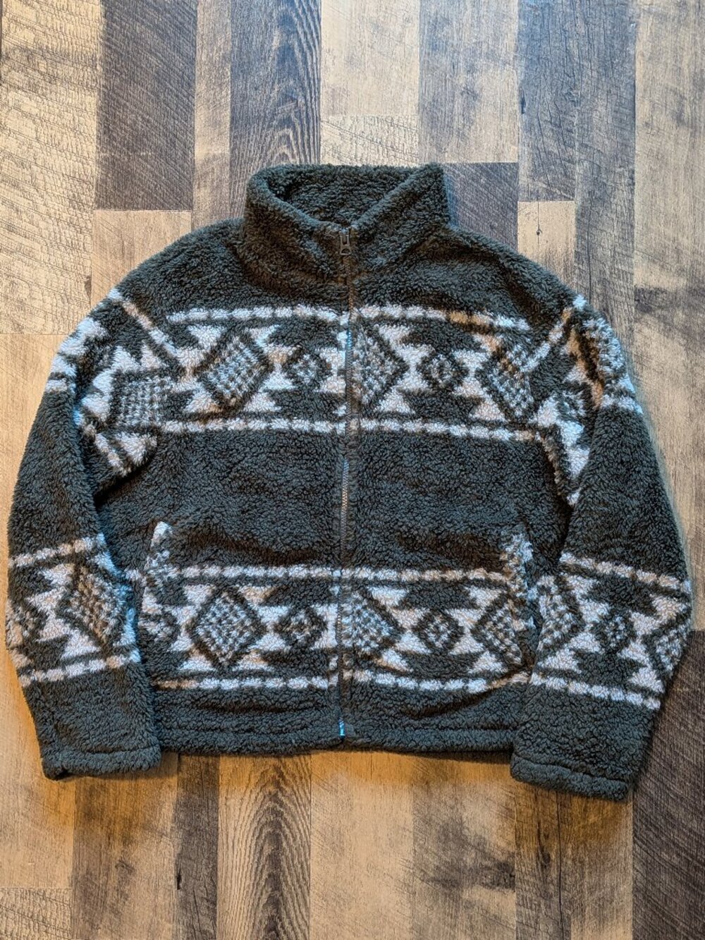 Lucky Brand Sherpa Fleece Full-Zip Jacket Large Green